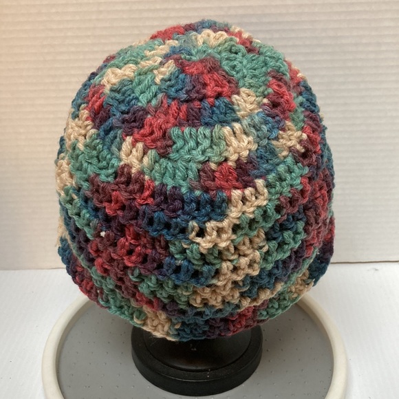 BEANIE CAP Multicolored Rainbow Handmade Crochet UNISEX One Size Fits Most - Picture 8 of 15